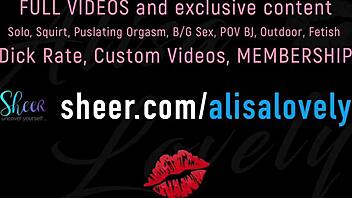 Alisa Lovely's outdoor pleasure: shaved pussy stimulation and creamy orgasm