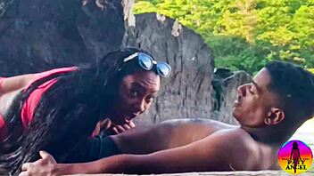 I got fucked by my lover in the river public spot and he came in my mouth