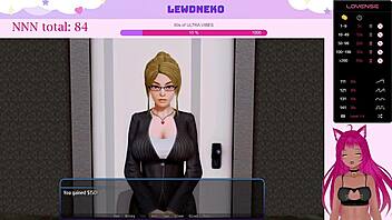 Visual novel game with Vtuber Lewdneko in a harem hotel scenario.