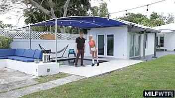 Blonde athletic cougar wife cheats with hardcore adventures and intense sex