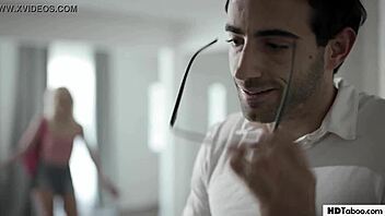 I cum on blonde Chloe Temple's small tits with my huge cock as her tutor