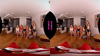 A group of naughty girls eagerly licks and fingers while awaiting Santa. VRconk captures every wild moment!