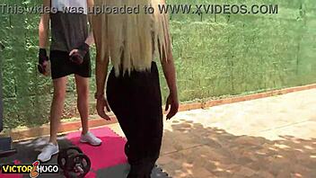 Amateur with tattoos gets some training with a porn star.