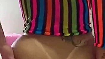 Peruvian blonde sits on huge dildo for anal.