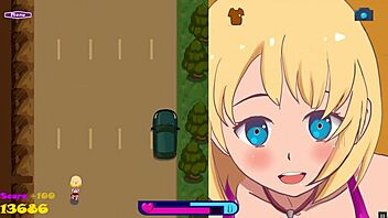 Exhibitionist girl riding dildo on bike in bounce city hentai game ep 1