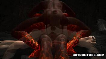 Beautiful 3D animated woman with two tails, double penetration in all her holes.