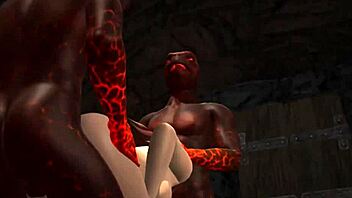 Watch this 3D babe take reptile cocks in every hole!