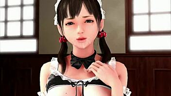 This super naughty maid is ready to play in the anime game
