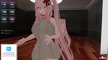 A cat-like girl gets stimulated and penetrated while being teased by simps and chatters until she reaches an orgasm.
