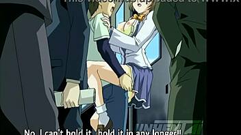 Big tits bounce while being groped in public in this cartoon hentai