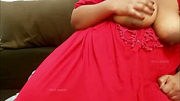 Intensely horny Desi bhabi shows off her sexy boobs and tits.