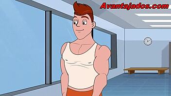 i love this cartoon sex with the muscular gym slut, so hot!