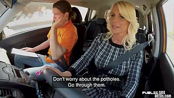 busty milf publicly riding driving instructor