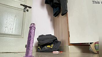 watch this deepthroat gagging with choking and sloppy facial on oiled gay dildo toys?