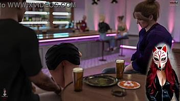 steps of debauchery unfold with upskirt teasing at the bar. college girls strip in public for fun.