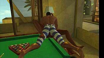 I was playin on the pool table with anime girl