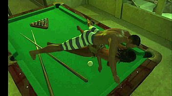 I was playin on the pool table with anime girl
