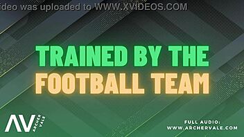 Football team worships muscles in gay gangbang with dirty talk?