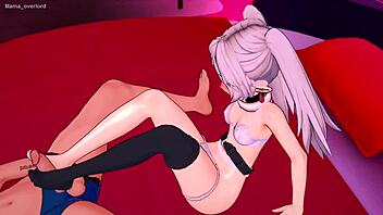 Frieren indulges in spooning and cumshot in hotel hentai parody