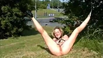 Wild British pussy flashing outdoors 😈