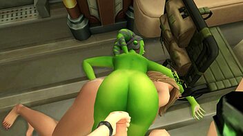 Space soldier fucks two whores saved from green goblin.