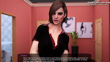 Busty masseuse violet gives tit job to client in milfy city game 😍 part 86 with big cock and ass