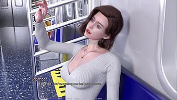 Intense Train Ride with Horny Curvy Babe's Shaved Pussy Exposed