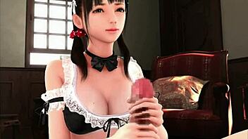 This super naughty maid is ready to play in the anime game