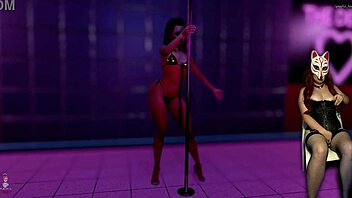 In the night club, this milf stripper gives a blowjob