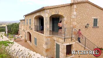 Ashley Dark, a hot German woman enjoys hot sex on the balcony.