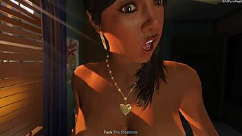 GTA V Porr: Detaljerad POV med bustig liftare i intensivt knull