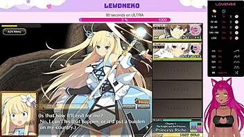 Lewdneko the Vtuber moans through Evenicle Part 3 with big anime tits.