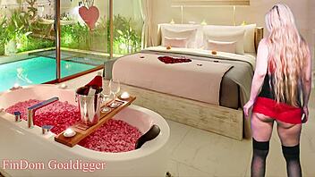 Chastity queen dominates with jerk instructions.