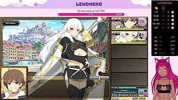 Lewdneko the Vtuber moans through Evenicle Part 3 with big anime tits.