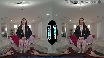 cute redhead explores vr adventure