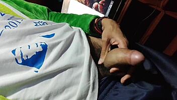 young twink's big cock cums in spurts during homemade fun