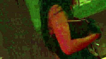 naughty brunette dancing and ripping off her clothes in striptease