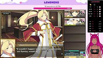 Lewdneko the Vtuber moans through Evenicle Part 3 with big anime tits.