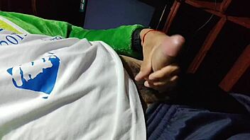 young twink's big cock cums in spurts during homemade fun