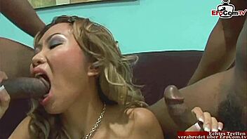 Skinny Asian Teen 18+ Takes Anal In Interracial Threesome With Two BBC!