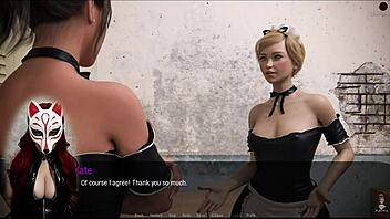 brunette cosplayer in maid outfit flashes upskirt in public park