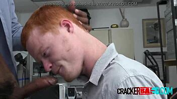 Can this redhead guy handle monster cock banging in office audition?
