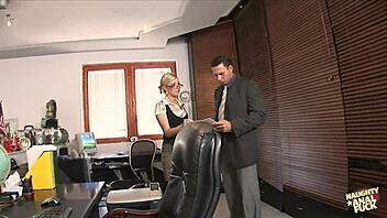 catching the blonde secretary masturbating leads to raunchy anal at the office?