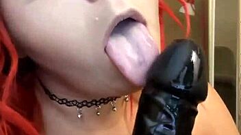 Lexi Red Demonstrates Deepthroat Skills With Toys