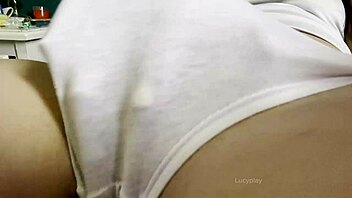 Beautiful latina lesbian masturbates secretly upon waking oiled body leading to orgasm