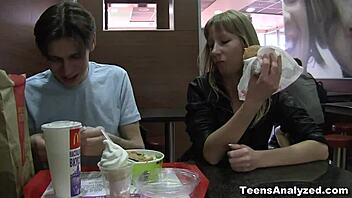 Sonja's first anal with ripped clothes and licking