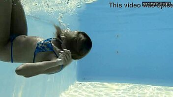 Half-Russian Irina Cage swims nude in pool with juicy curves on display