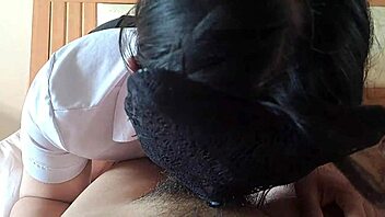 Hot homemade video of Asian college girl giving blow job to her boyfriend