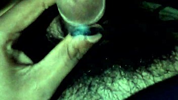 Shemale with hairy cock receives cumshot and sounding