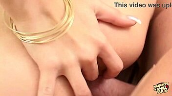 Naughty brunette fingers twat during anal.